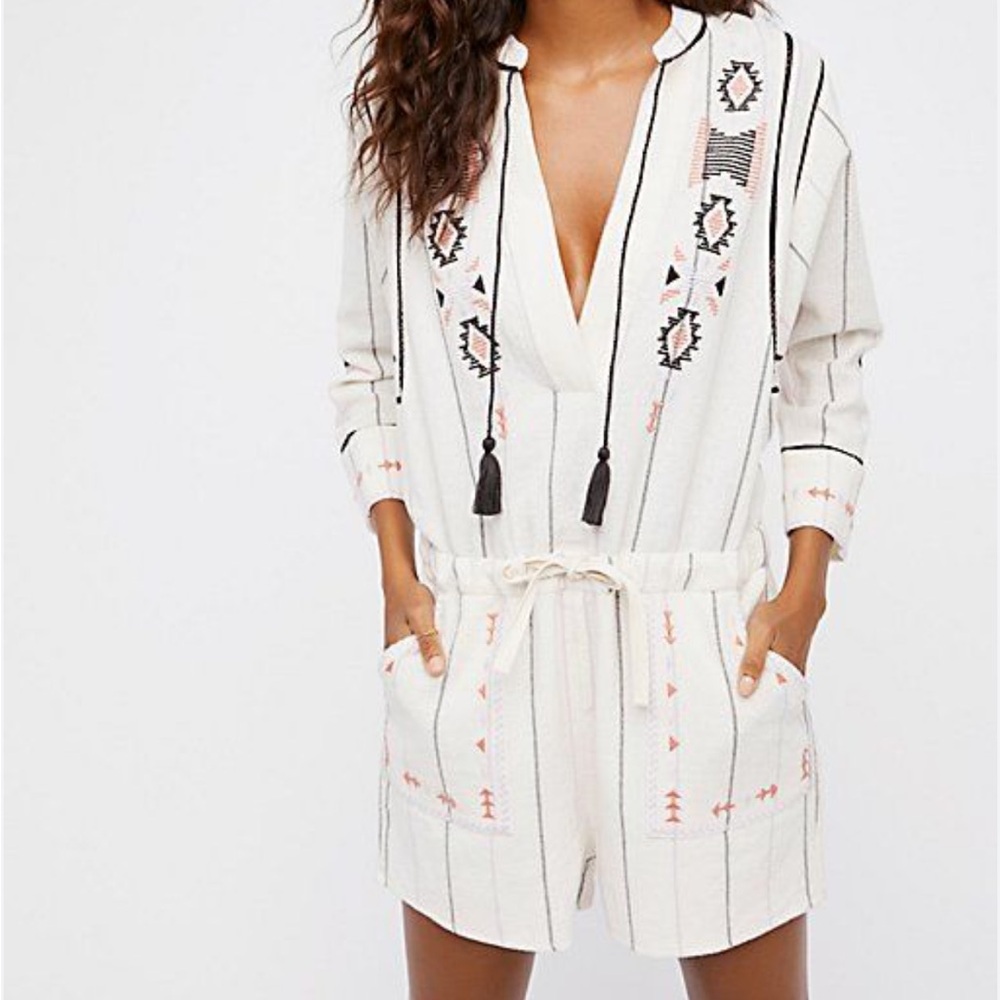 Free People Baja Bohemian Embroidered Romper